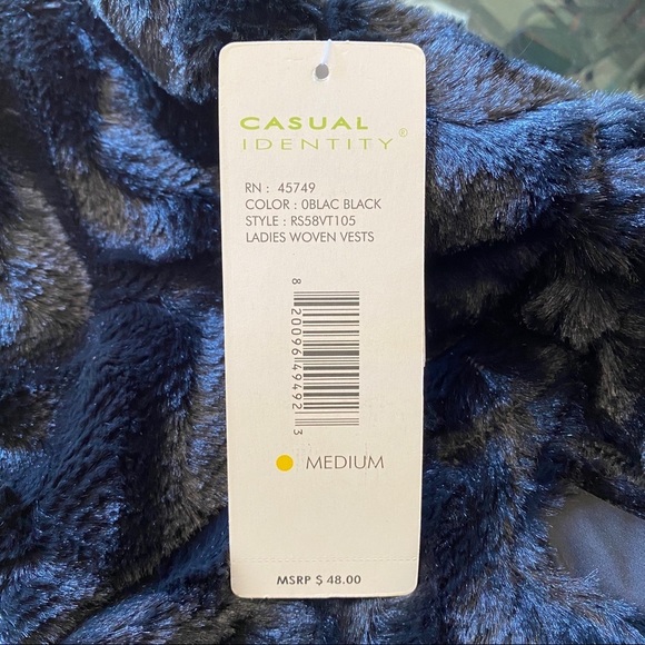 CASUAL IDENTITY Reversible Quilted Fur Vest Black - Picture 14 of 14